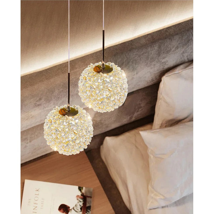 Elegancka Kryształowa Lampa Wisząca do Sypialni i Baru – Nowoczesny Okrągły Design z Regulowanym Kablem Zawieszenia