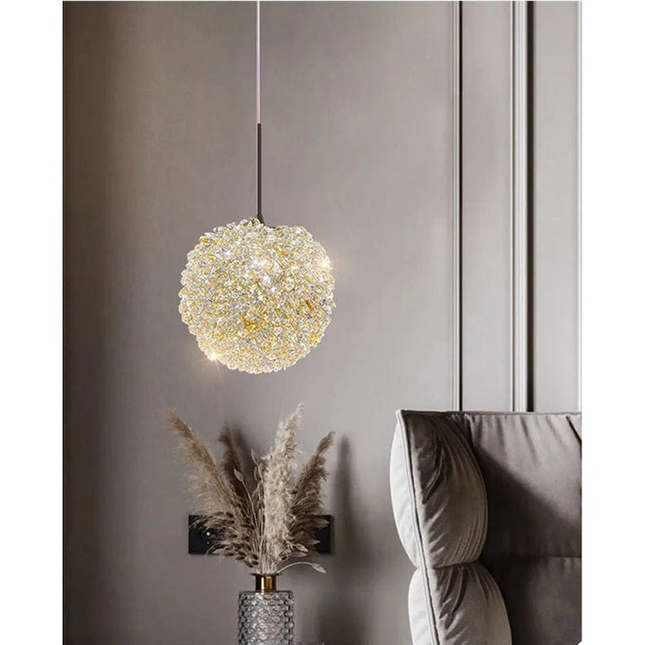 Elegancka Kryształowa Lampa Wisząca do Sypialni i Baru – Nowoczesny Okrągły Design z Regulowanym Kablem Zawieszenia