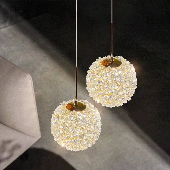 Elegancka Kryształowa Lampa Wisząca do Sypialni i Baru – Nowoczesny Okrągły Design z Regulowanym Kablem Zawieszenia