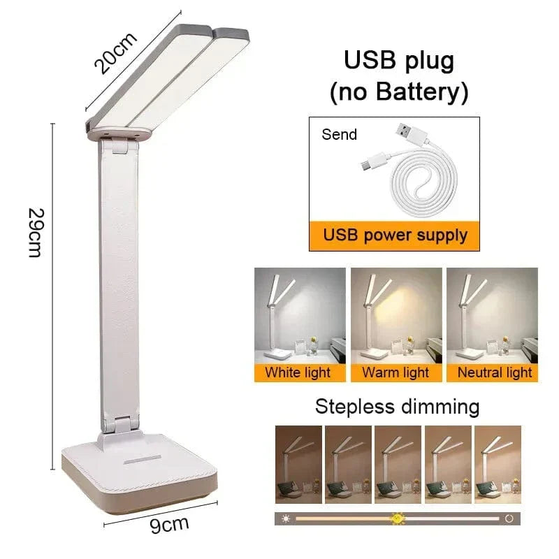 Lampa biurkowa LED - Bezprzewodowa - Ładowana przez USB - Dimmowalna - Składana konstrukcja - Ochrona oczu - Dostępna w wielu kolorach