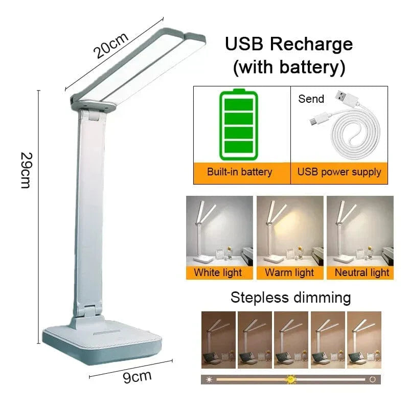 Lampa biurkowa LED - Bezprzewodowa - Ładowana przez USB - Dimmowalna - Składana konstrukcja - Ochrona oczu - Dostępna w wielu kolorach