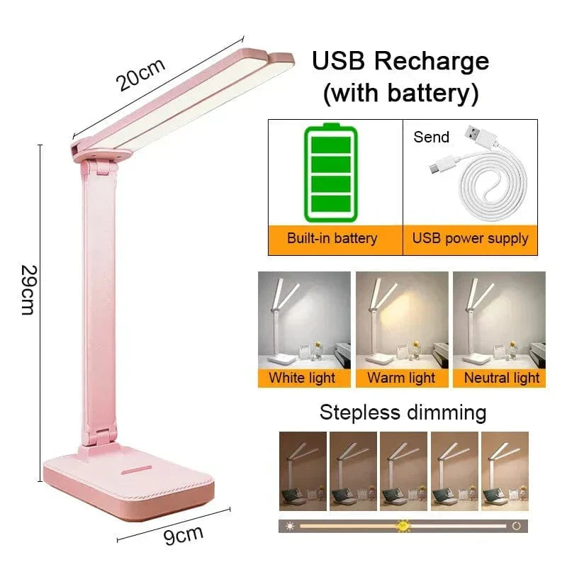 Lampa biurkowa LED - Bezprzewodowa - Ładowana przez USB - Dimmowalna - Składana konstrukcja - Ochrona oczu - Dostępna w wielu kolorach