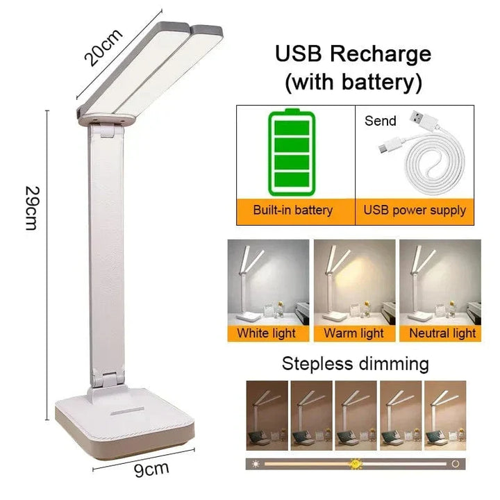 Lampa biurkowa LED - Bezprzewodowa - Ładowana przez USB - Dimmowalna - Składana konstrukcja - Ochrona oczu - Dostępna w wielu kolorach