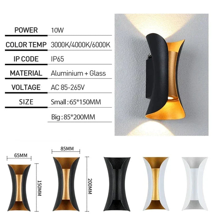 Nowoczesna Lampa Ścienna LED – Wodoodporna - Aluminium - Do Użytku Wewnętrznego/Zewnętrznego