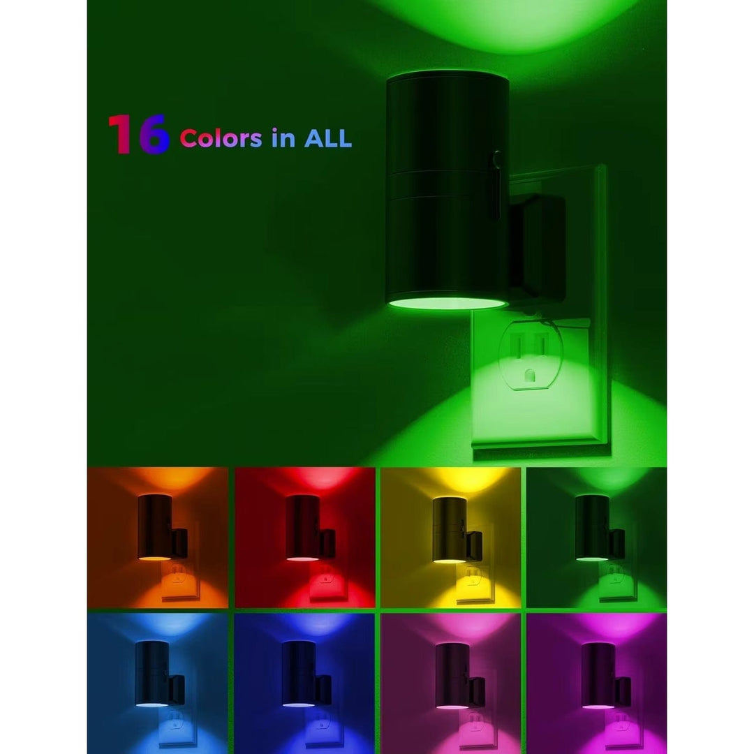 LED Lampa Nocna Ścienna z Designem Plug-In – Aktywacja Czujnikiem - Pilot Zdalnego Sterowania - 16 Opcji Kolorów - Idealna do Wnętrz Sypialni