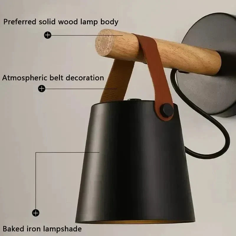 Lampa Ścienna LED z Regulowanym Kolorem Światła – Design Nordycki - Drewno i Żelazo - Idealna do Użytku Wewnętrznego - Styl Nowoczesny - Idealna do Sypialni i Salonu