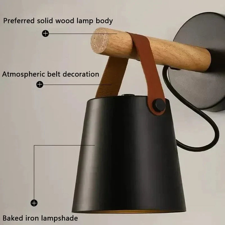 Lampa Ścienna LED z Regulowanym Kolorem Światła – Design Nordycki - Drewno i Żelazo - Idealna do Użytku Wewnętrznego - Styl Nowoczesny - Idealna do Sypialni i Salonu