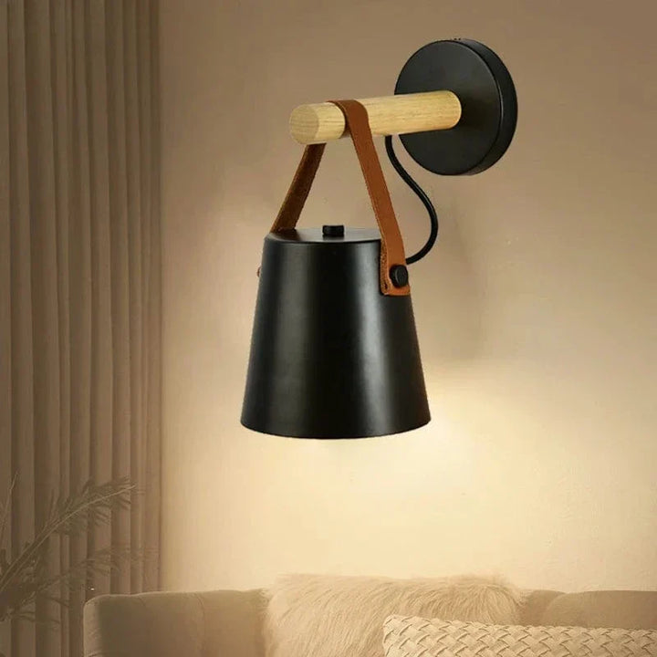 Lampa Ścienna LED z Regulowanym Kolorem Światła – Design Nordycki - Drewno i Żelazo - Idealna do Użytku Wewnętrznego - Styl Nowoczesny - Idealna do Sypialni i Salonu