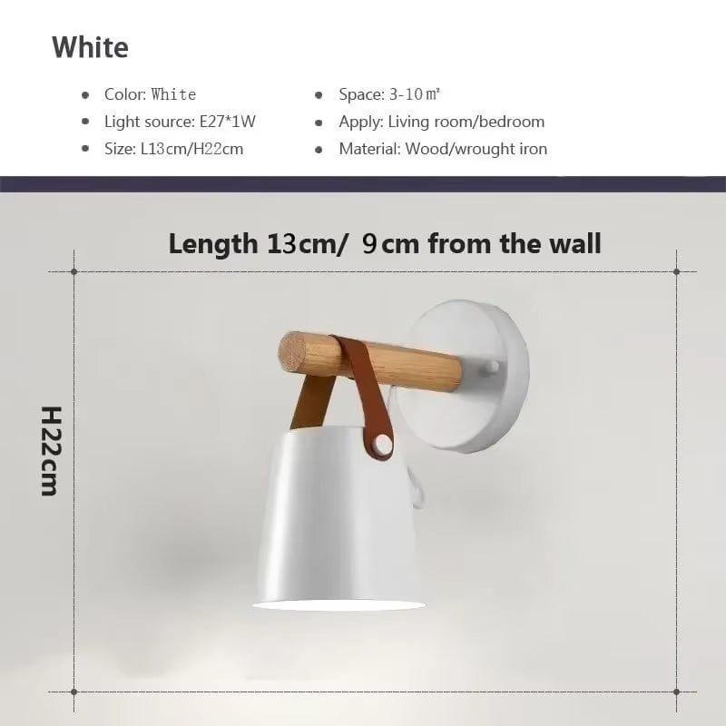Lampa Ścienna LED z Regulowanym Kolorem Światła – Design Nordycki - Drewno i Żelazo - Idealna do Użytku Wewnętrznego - Styl Nowoczesny - Idealna do Sypialni i Salonu