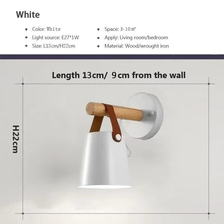 Lampa Ścienna LED z Regulowanym Kolorem Światła – Design Nordycki - Drewno i Żelazo - Idealna do Użytku Wewnętrznego - Styl Nowoczesny - Idealna do Sypialni i Salonu