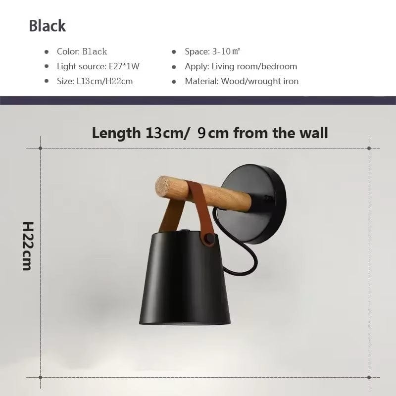 Lampa Ścienna LED z Regulowanym Kolorem Światła – Design Nordycki - Drewno i Żelazo - Idealna do Użytku Wewnętrznego - Styl Nowoczesny - Idealna do Sypialni i Salonu