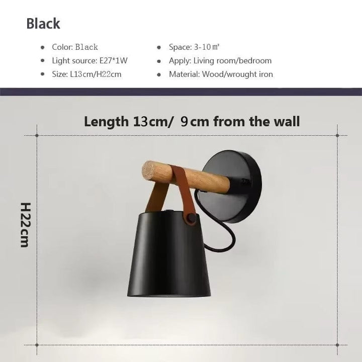 Lampa Ścienna LED z Regulowanym Kolorem Światła – Design Nordycki - Drewno i Żelazo - Idealna do Użytku Wewnętrznego - Styl Nowoczesny - Idealna do Sypialni i Salonu