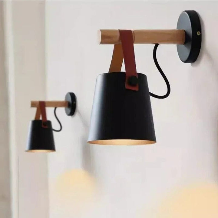 Lampa Ścienna LED z Regulowanym Kolorem Światła – Design Nordycki - Drewno i Żelazo - Idealna do Użytku Wewnętrznego - Styl Nowoczesny - Idealna do Sypialni i Salonu