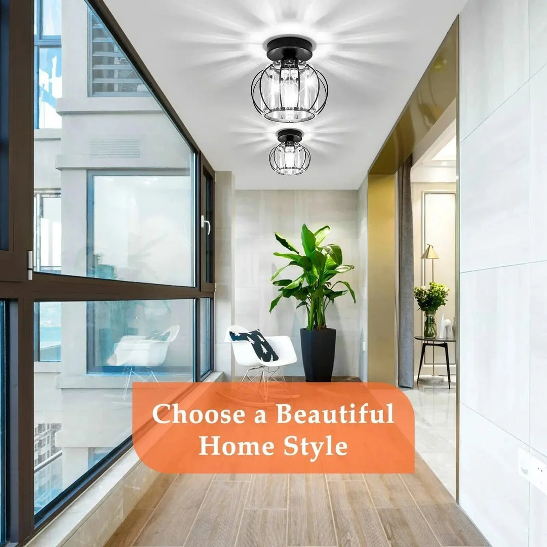Nowoczesna Lampa Sufitowa - K9 Kryształ - Kompatybilna z LED - Elegancki Design - Do Użytku Wewnętrznego - Polerowane Wykończenie Chromowe