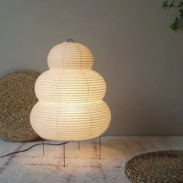 SabiGlow - Pożyczany Wabi Sabi Lampa Podłogowa z Papieru Ryżowego z Regulowanym Stojakiem