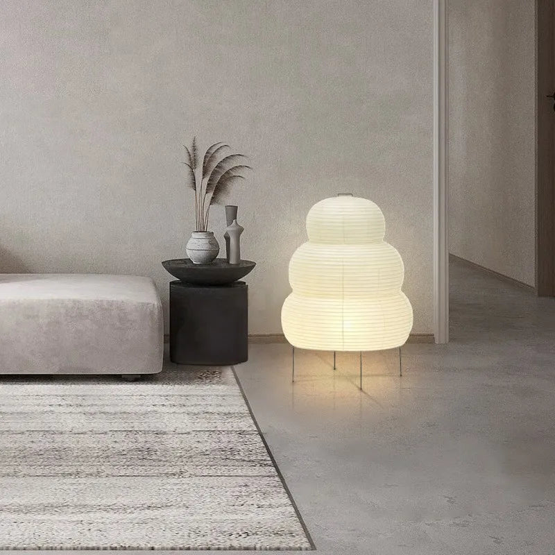 SabiGlow - Pożyczany Wabi Sabi Lampa Podłogowa z Papieru Ryżowego z Regulowanym Stojakiem