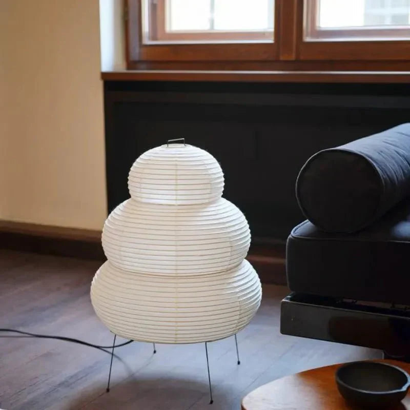 SabiGlow - Pożyczany Wabi Sabi Lampa Podłogowa z Papieru Ryżowego z Regulowanym Stojakiem