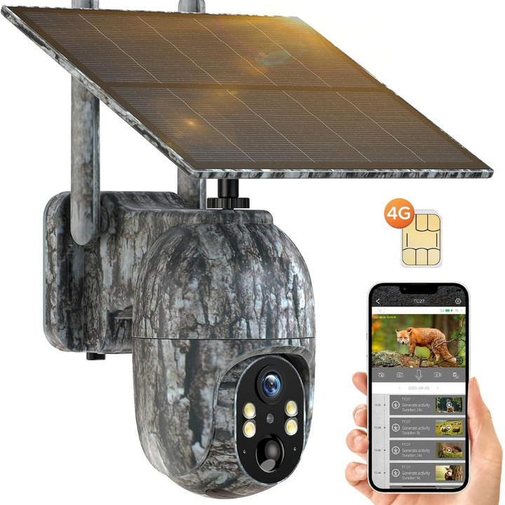 Kamera bezpieczeństwa na zewnątrz zasilana energią słoneczną bezprzewodowa 4G HD